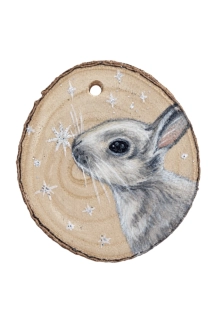 Dřevěný obrázek - králík a hvězdičky